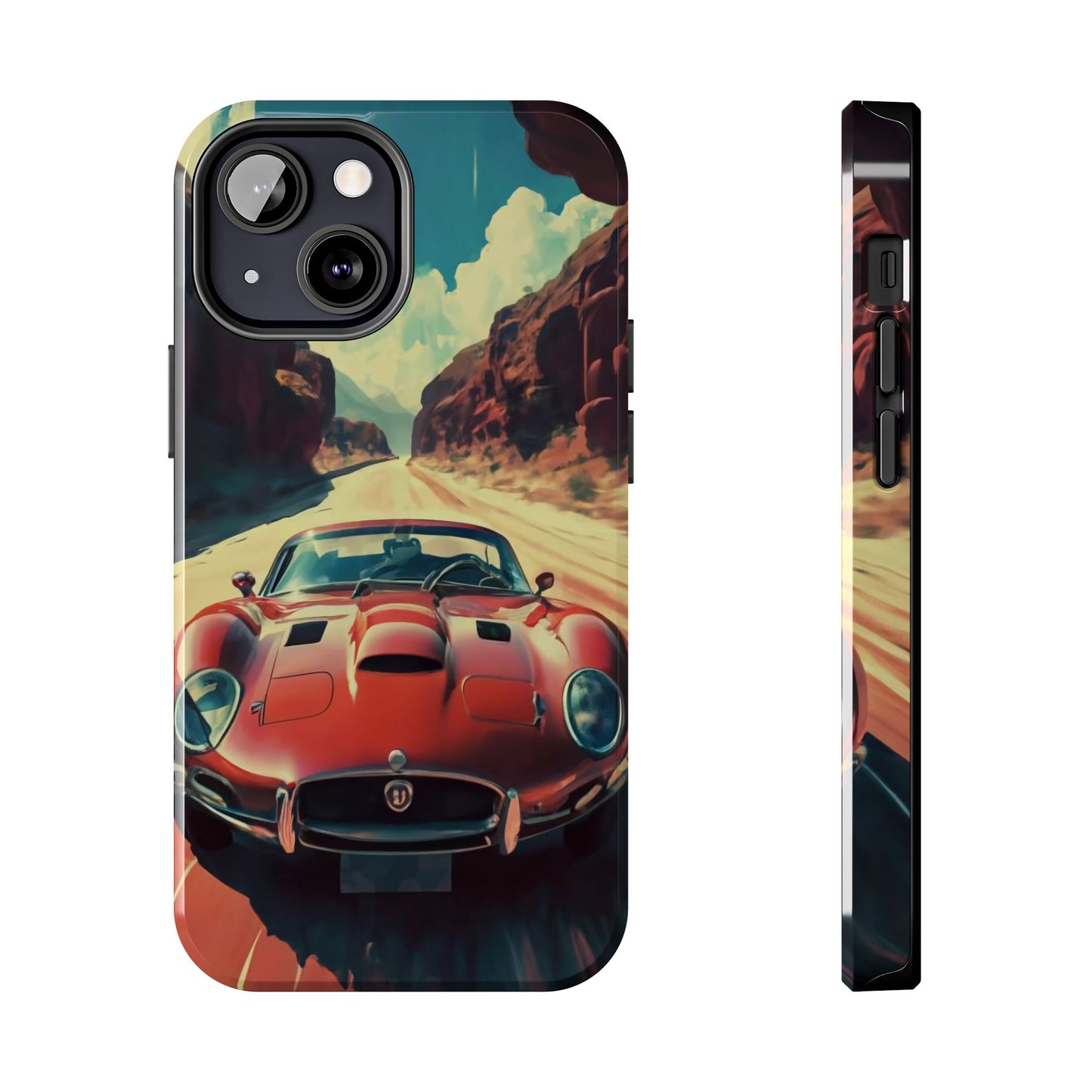 Desert Drive Red Sports Car Tough Phone Case