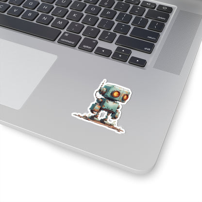 Ship Tank Rusty Teal Robot Vinyl Sticker