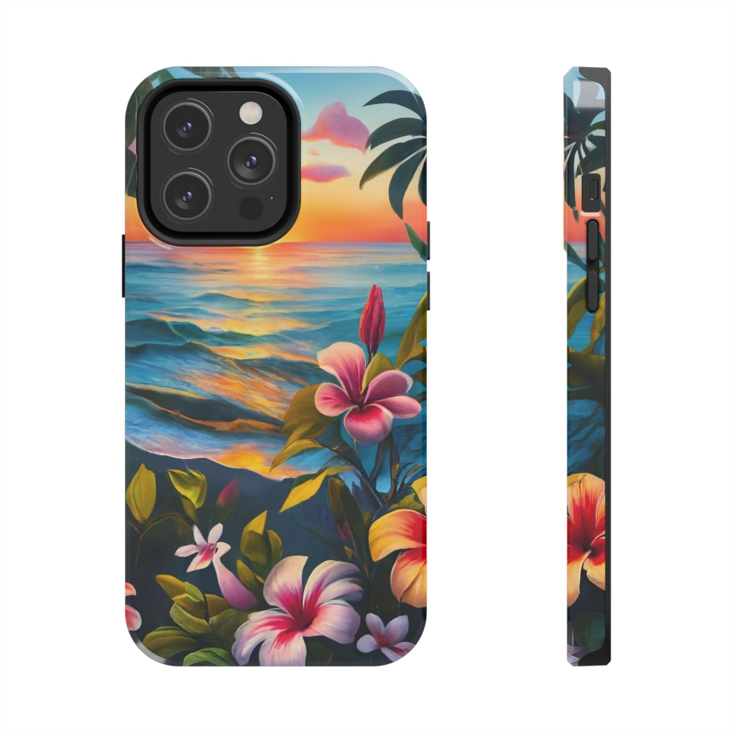 Sunset Palms and Hibiscus Tough Phone Case