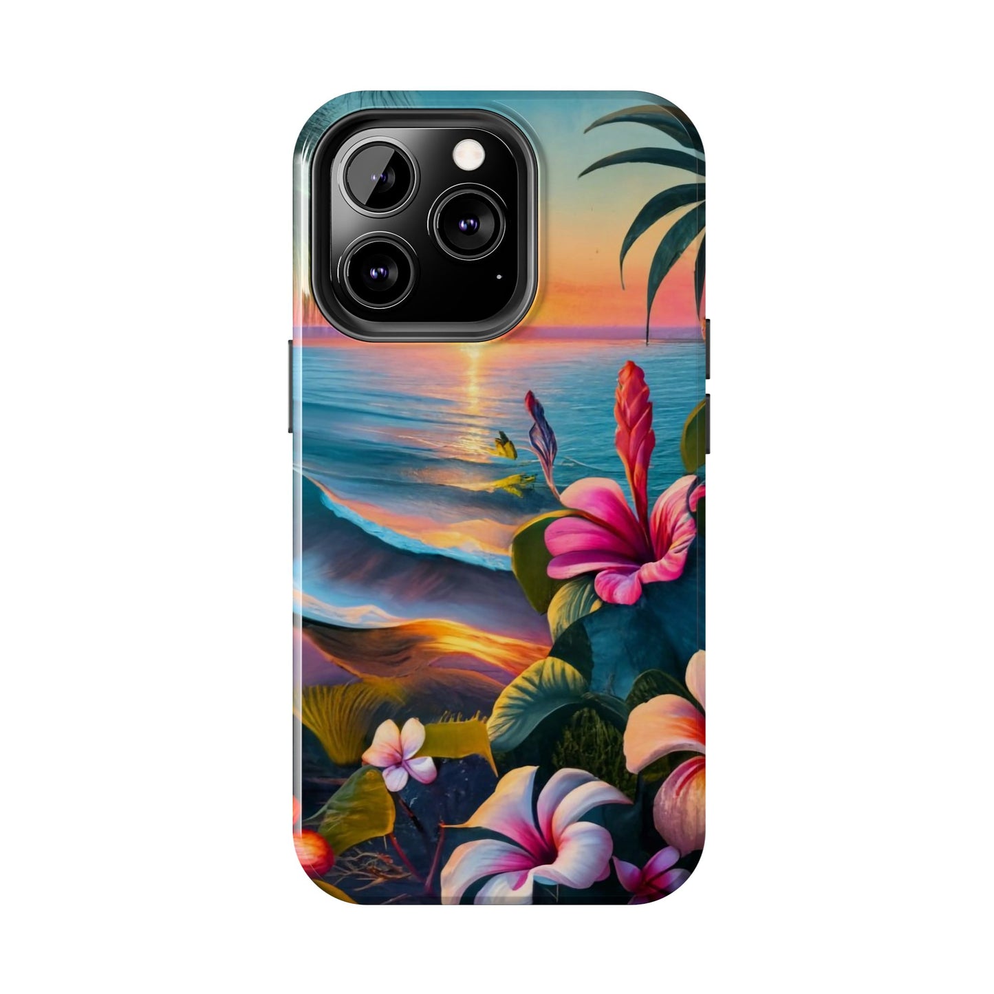 Sunset Beach Hibiscus Palms Tough Phone Case