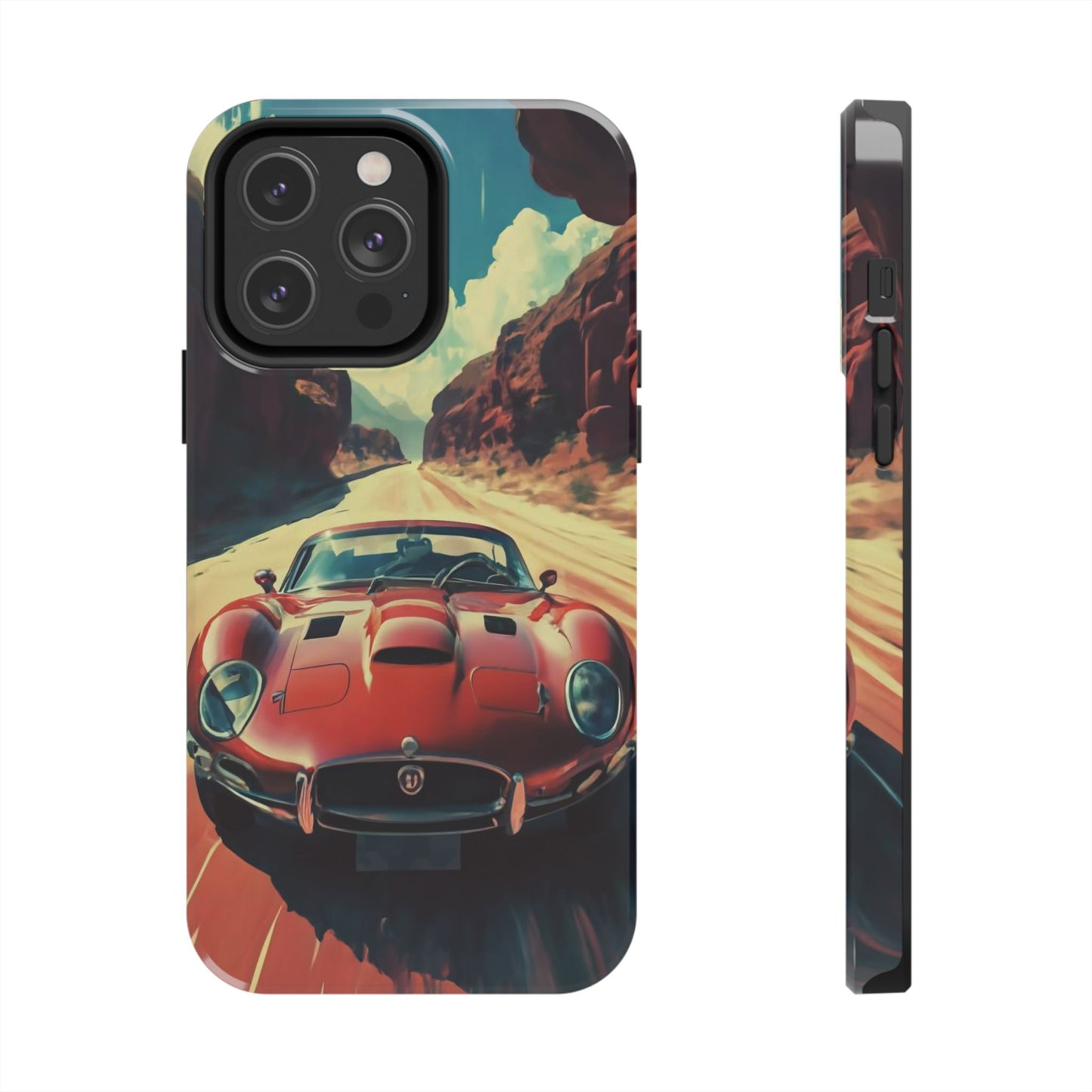 Desert Drive Red Sports Car Tough Phone Case