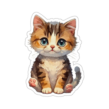 Whimsical Kitty Watercolor Cartoon Sticker