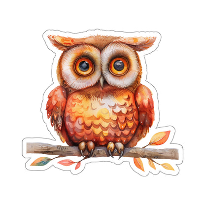 Cute Orange Owl Watercolor Cartoon Sticker