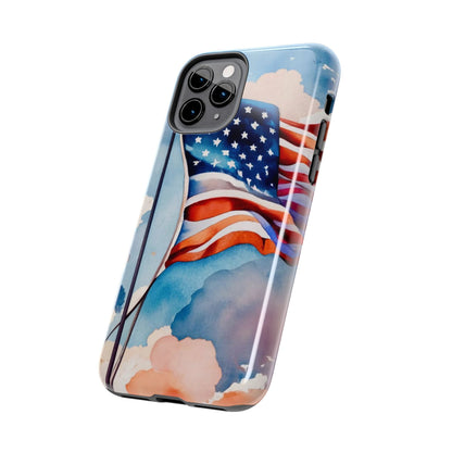 Windswept Patriot Watercolor Flag Tough Phone Case