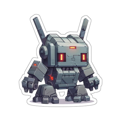 Battle-Ready Gray-Green Robot Vinyl Sticker