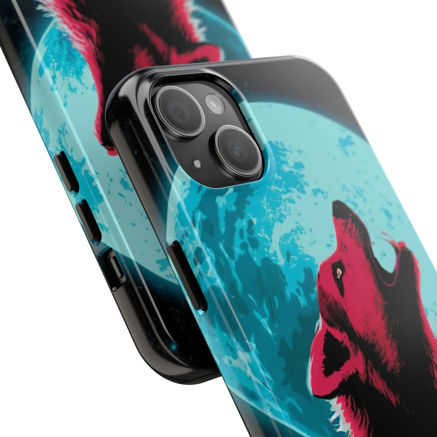 Teal Moon Wolf Serenade Tough Phone Case