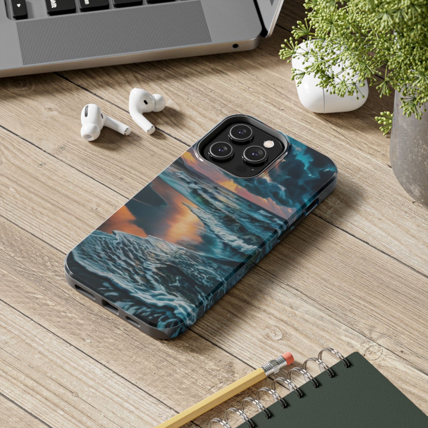 Coastal Sunset Waves Tough Phone Case