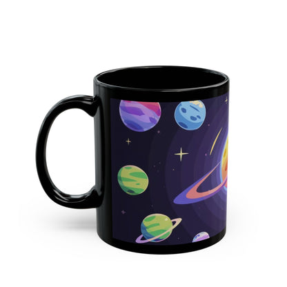 Galaxy Planets Black Mug