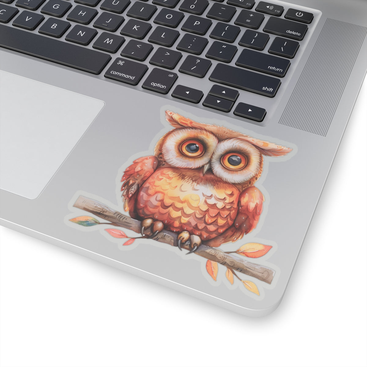 Cute Orange Owl Watercolor Cartoon Sticker