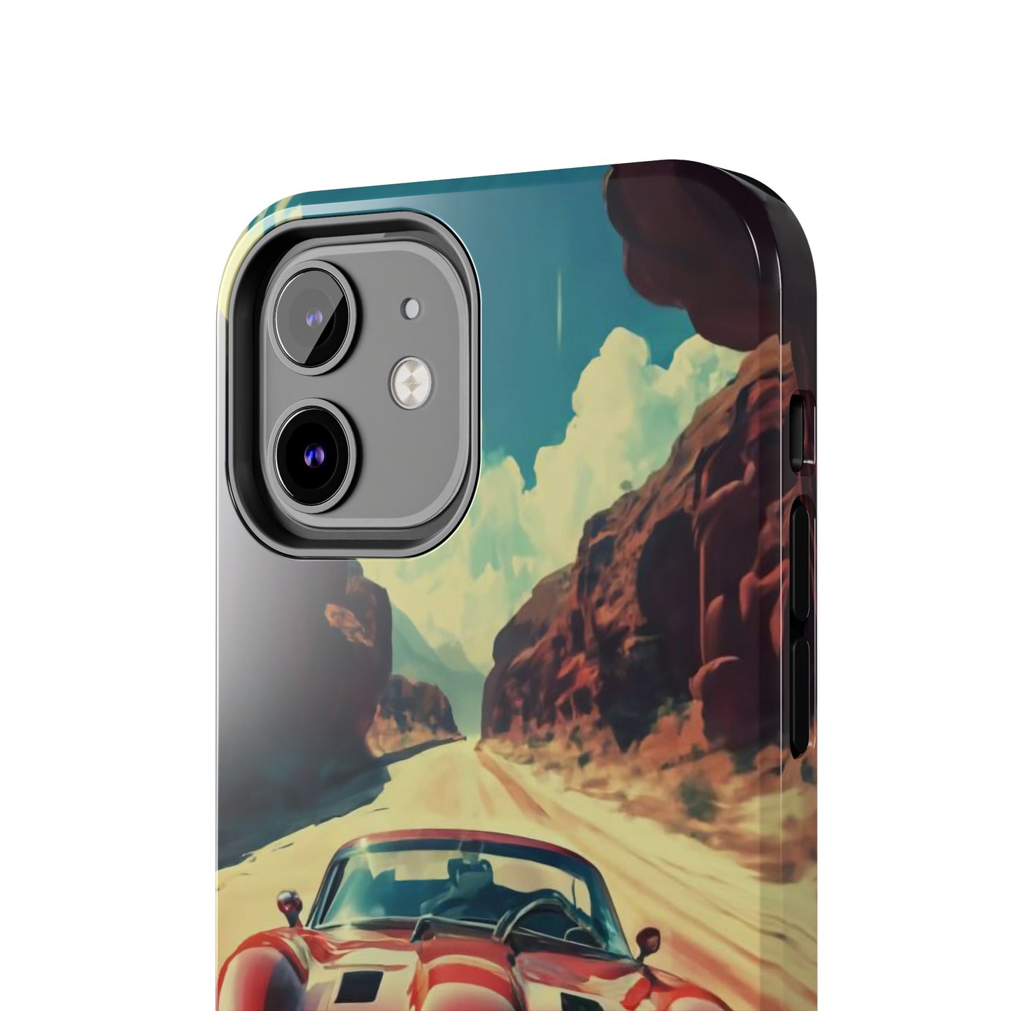 Desert Drive Red Sports Car Tough Phone Case