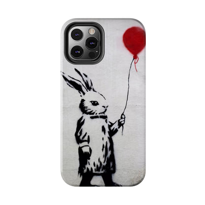 Banksy-Inspired Rabbit Balloon Escape Tough Phone Case