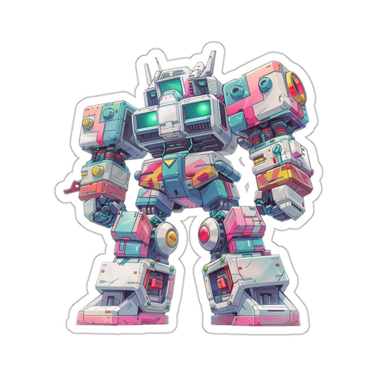 Vintage Teal and Pink Robot Sticker