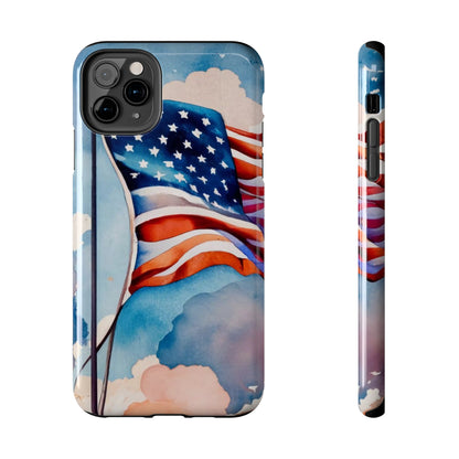 Windswept Patriot Watercolor Flag Tough Phone Case