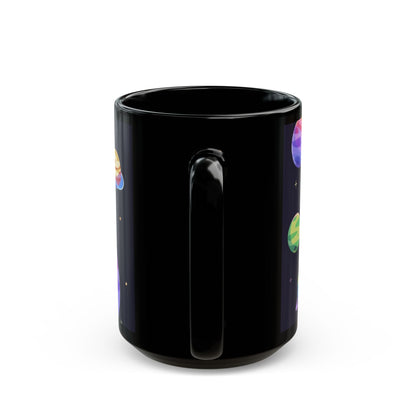 Galaxy Planets Black Mug