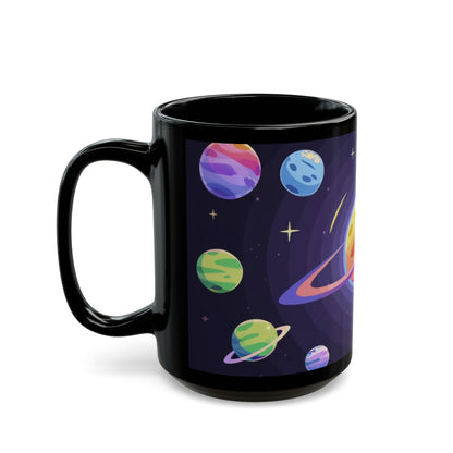 Galaxy Planets Black Mug