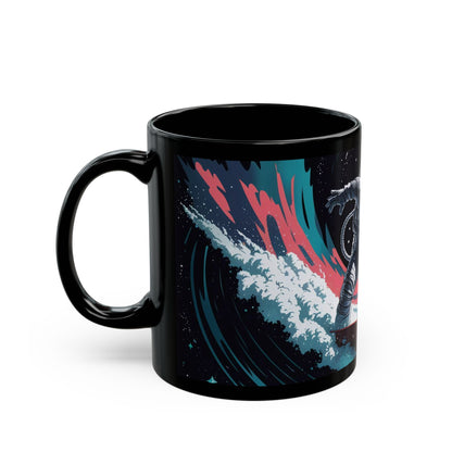 Cosmic Wave Rider Mug – Astronaut Surfing in Space