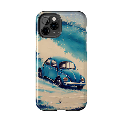 Wave Chasing Painted Blue VDub Beetle - Tough Phone Case