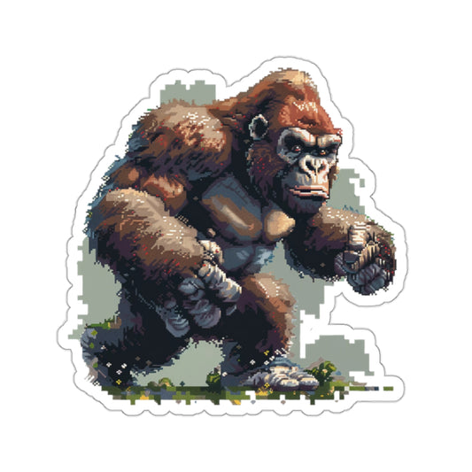 Pixelated Battle-Ready Ape Runner Vinyl Sticker