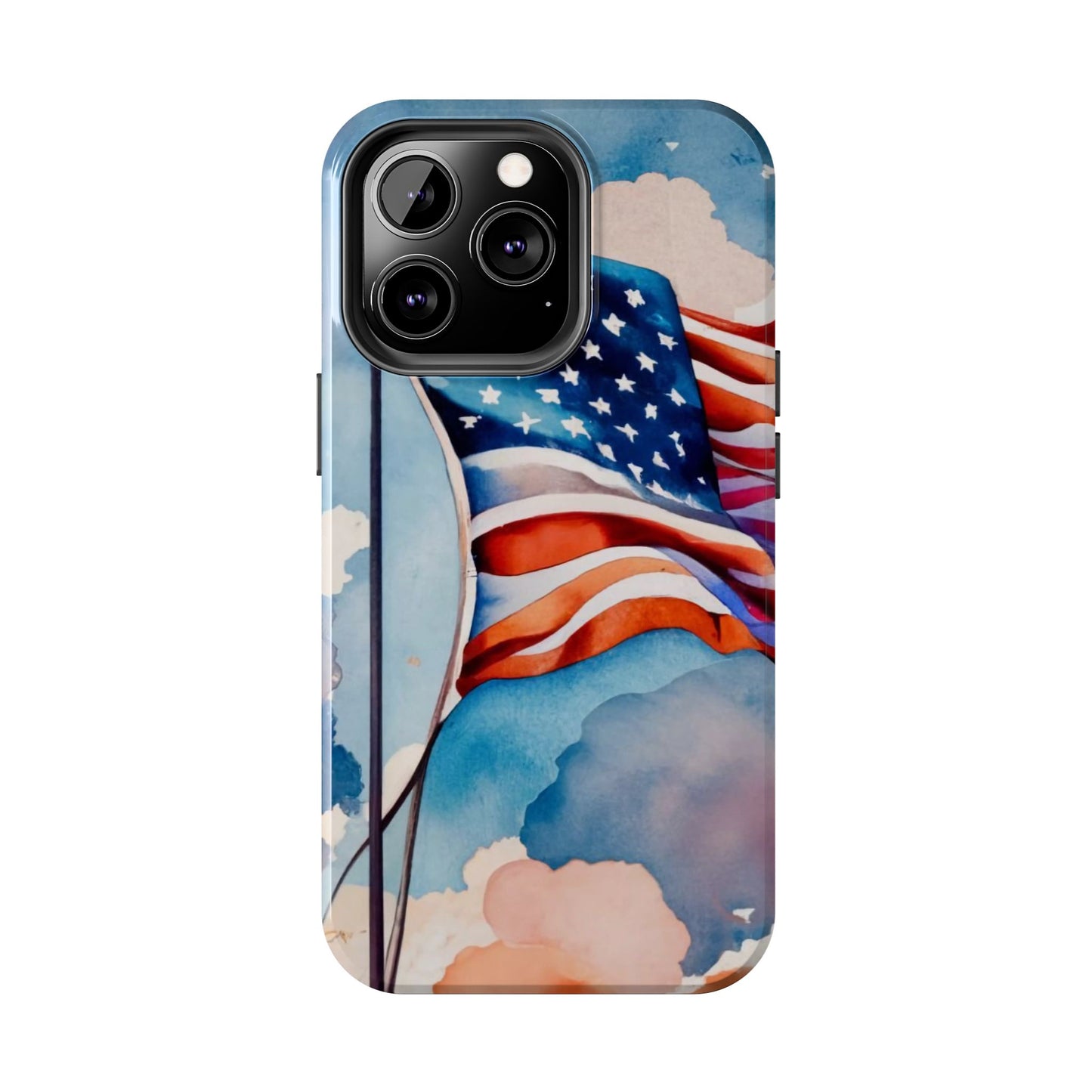 Windswept Patriot Watercolor Flag Tough Phone Case