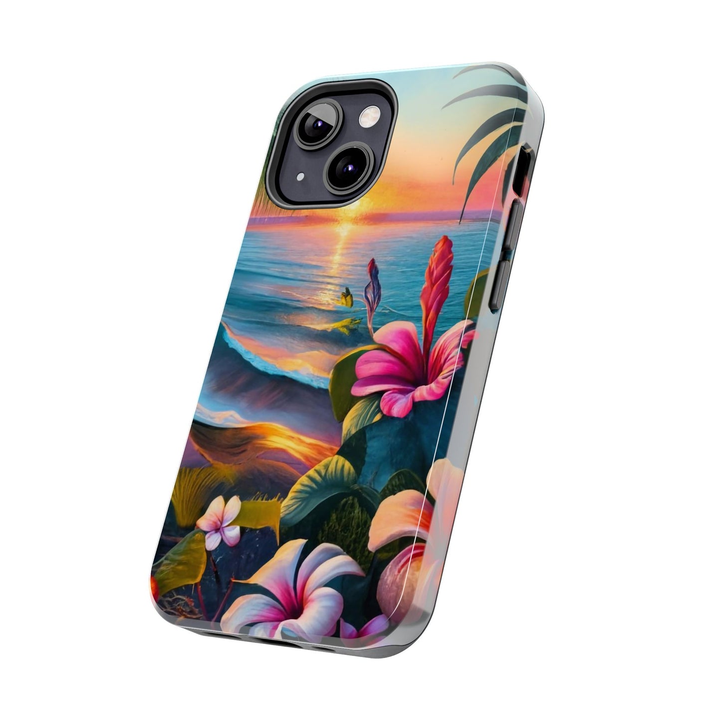 Sunset Beach Hibiscus Palms Tough Phone Case