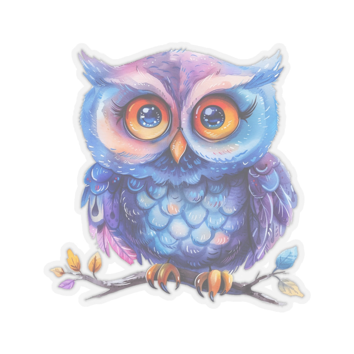 Blueberry Plum Owl Watercolor Cartoon Sticker