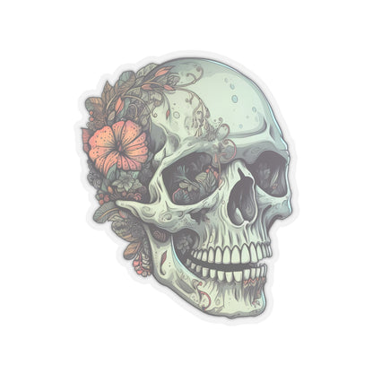 Mint Floral Back Skull Sticker