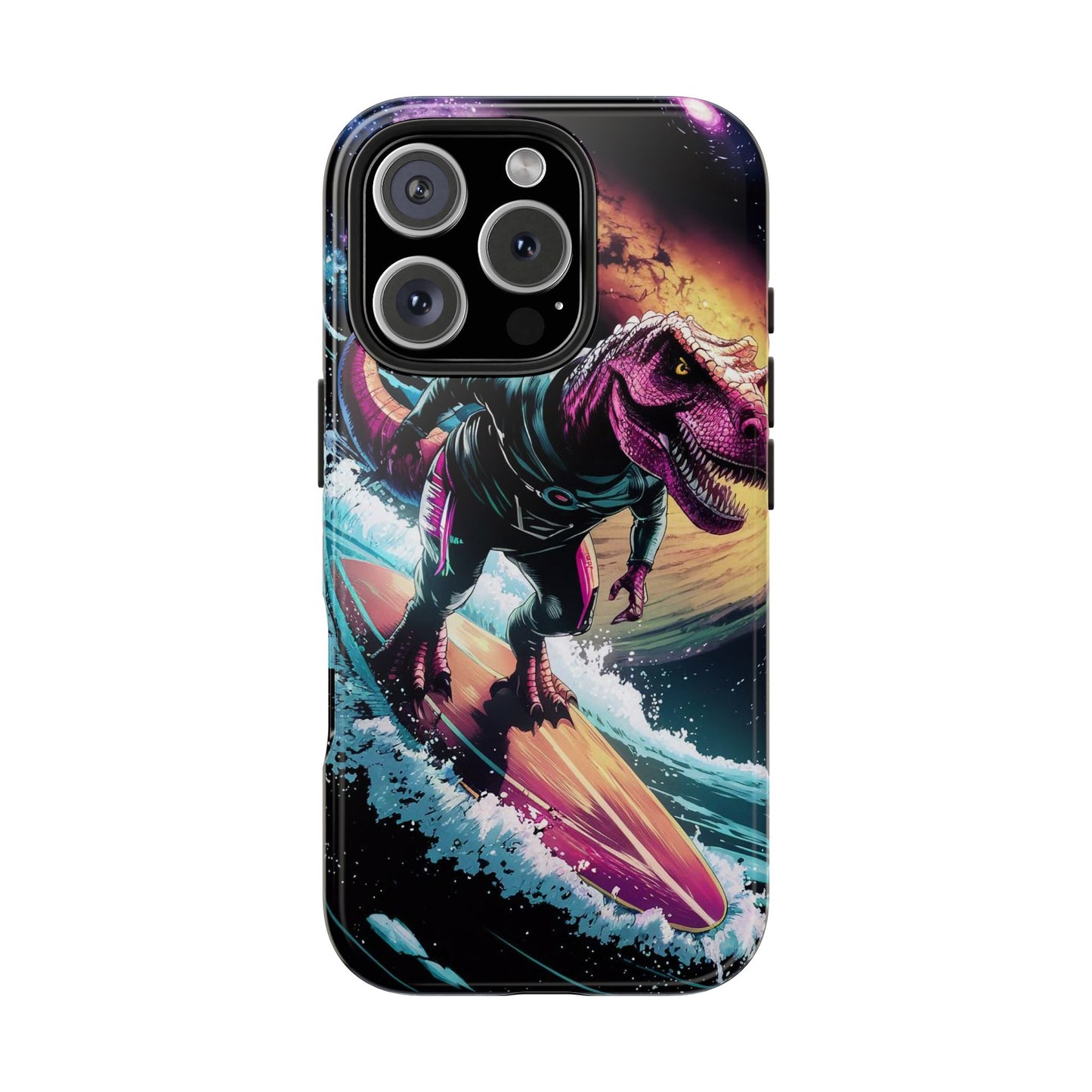 Cosmic T-Rex Surfer Tough Phone Case