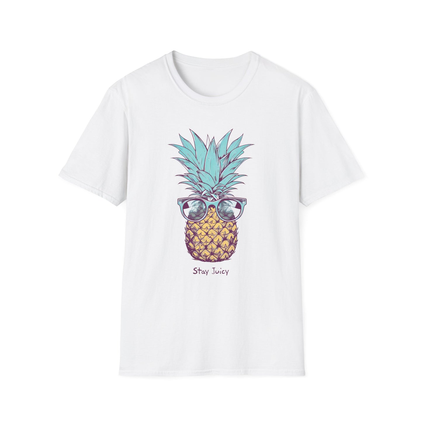 Stay Juicy Pineapple Unisex Softstyle T-Shirt - Comfortable Tee with Playful Pineapple Design for Summer Vibes