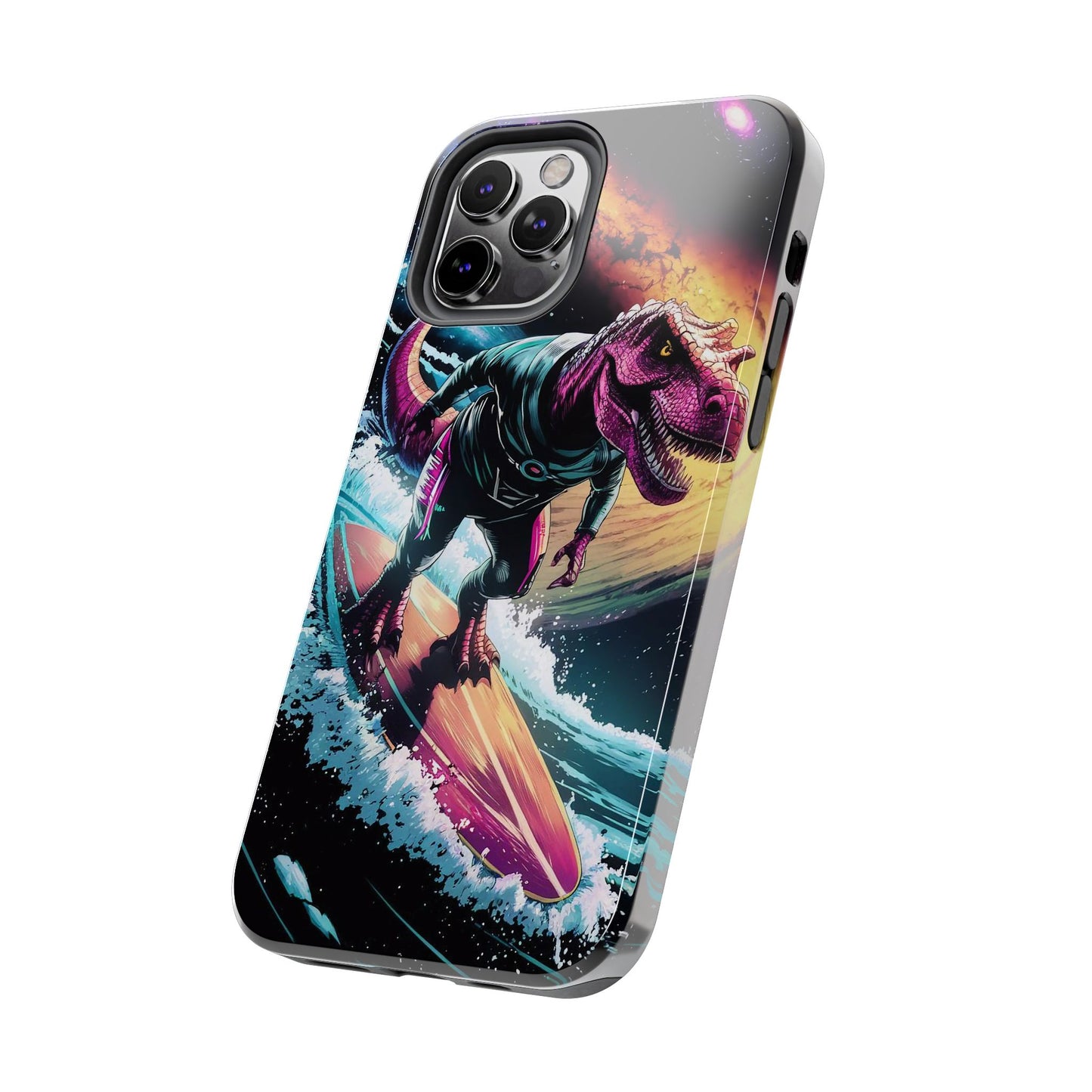 Cosmic T-Rex Surfer Tough Phone Case