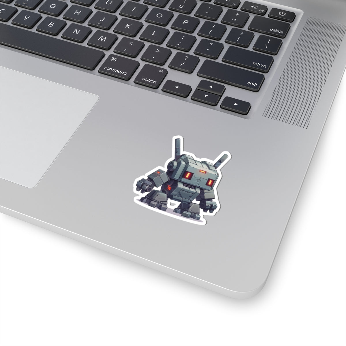 Battle-Ready Gray-Green Robot Vinyl Sticker