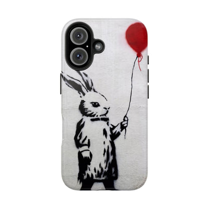 Banksy-Inspired Rabbit Balloon Escape Tough Phone Case