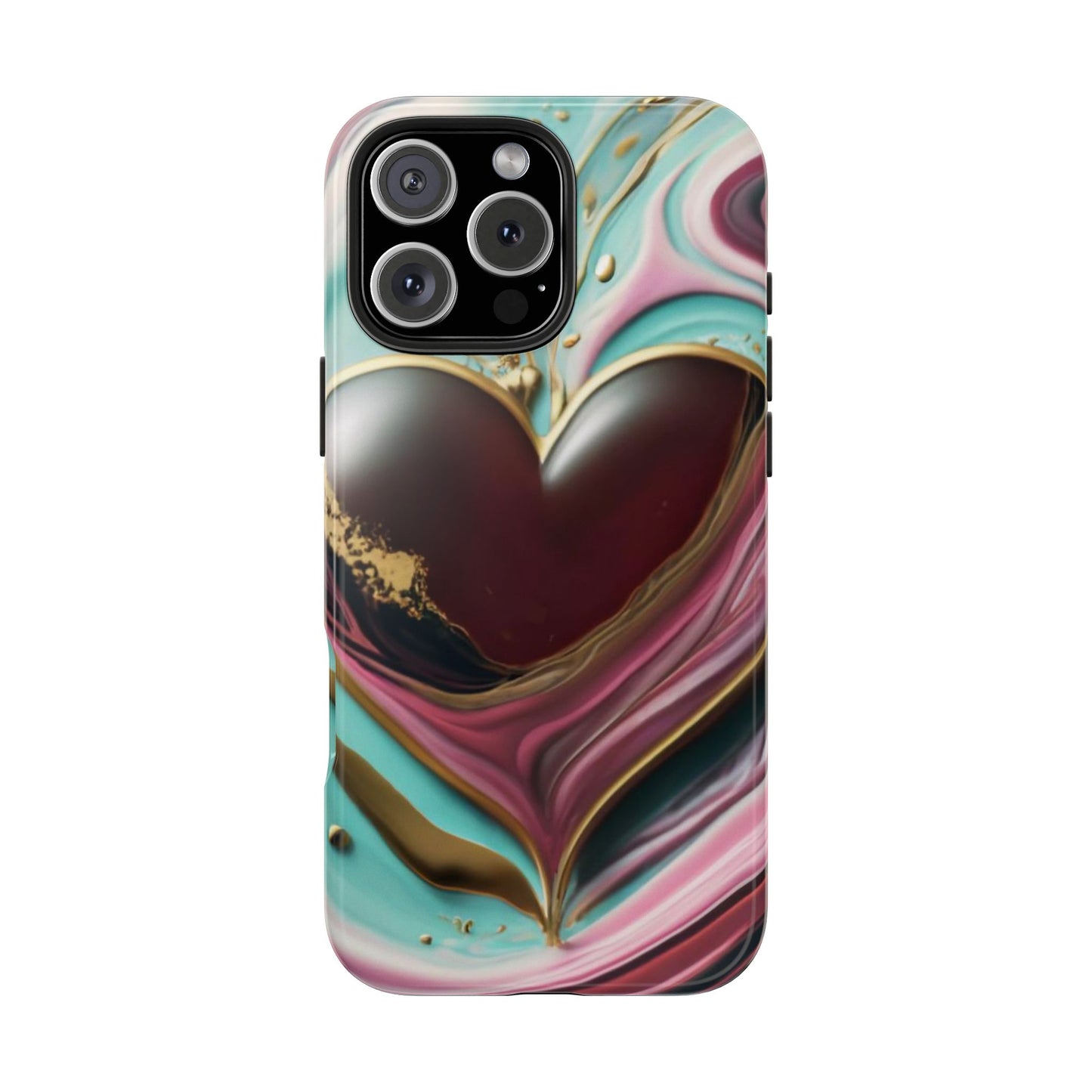 Glossy Heartburst Acrylic Pour Tough Phone Case