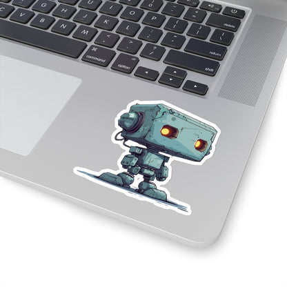 Teal Blocky Robot Vinyl Sticker