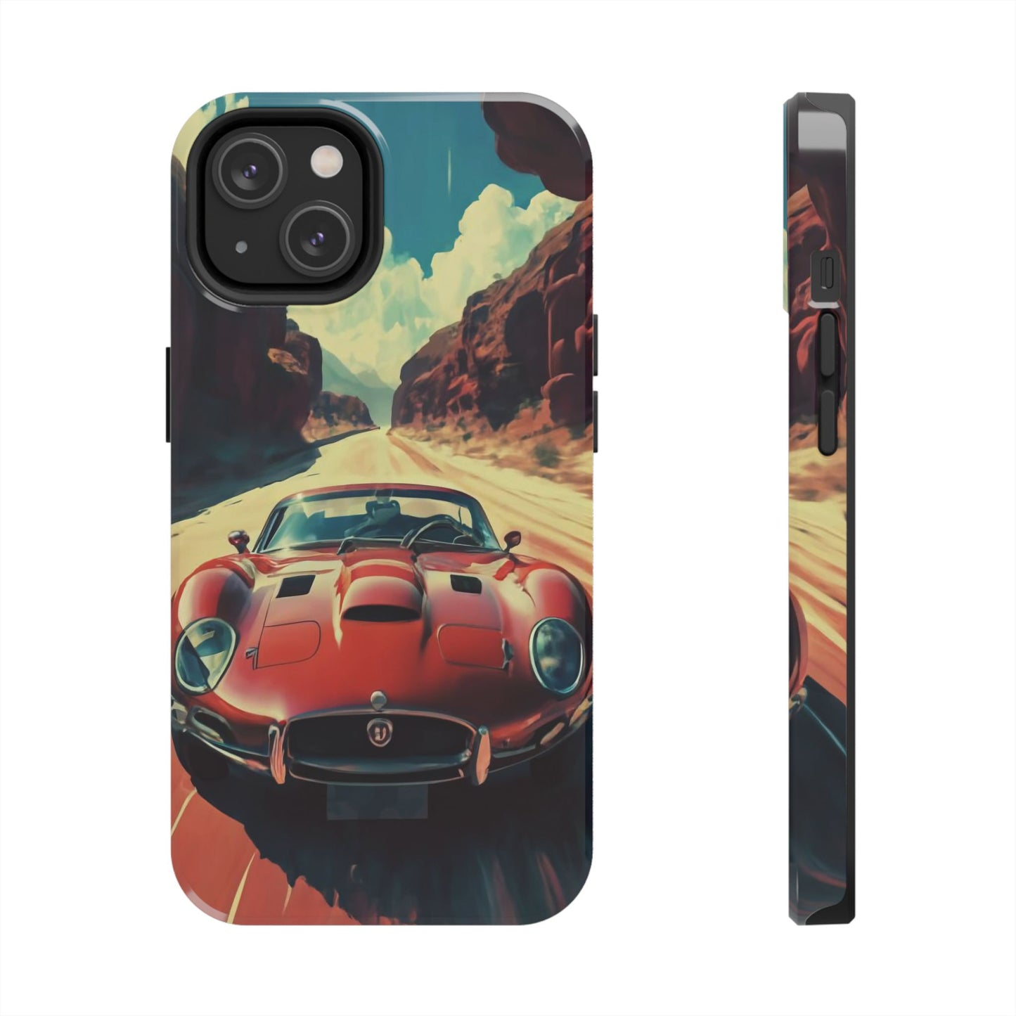 Desert Drive Red Sports Car Tough Phone Case