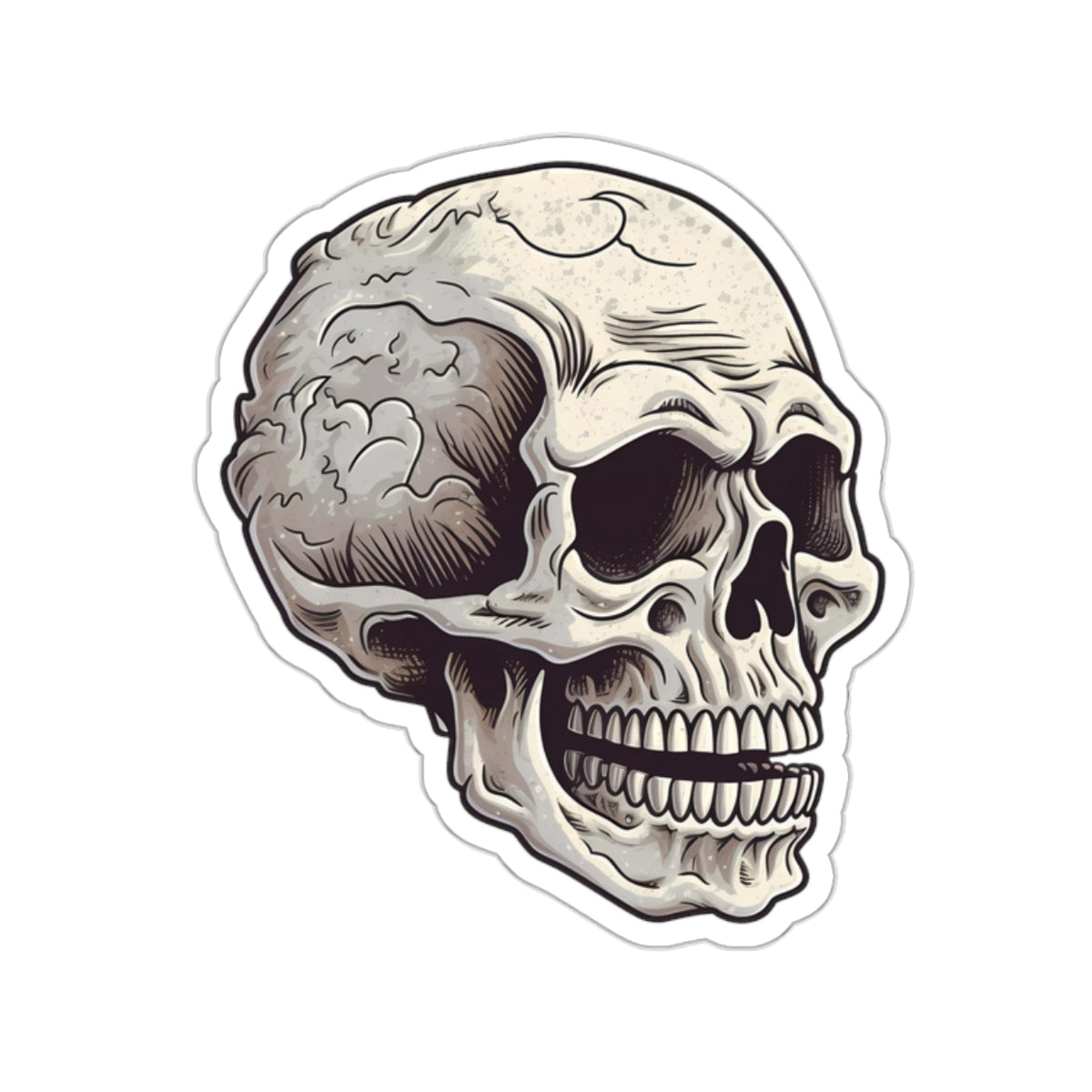 Light Tan Cracked Texture Skull Sticker