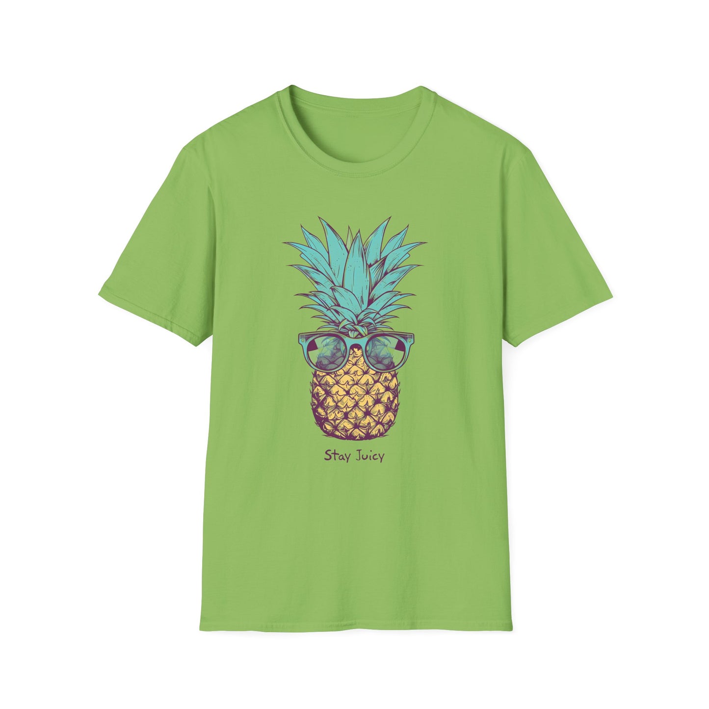 Stay Juicy Pineapple Unisex Softstyle T-Shirt - Comfortable Tee with Playful Pineapple Design for Summer Vibes