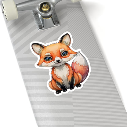 Playful Fox Watercolor Cartoon Sticker