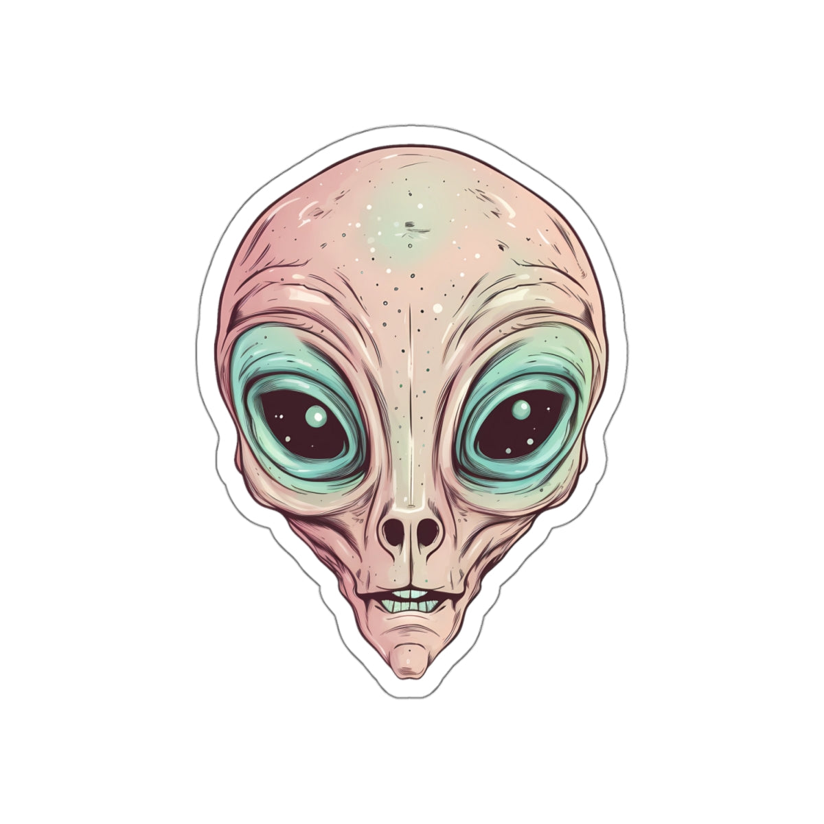 Rosy Alien Head Vinyl Sticker