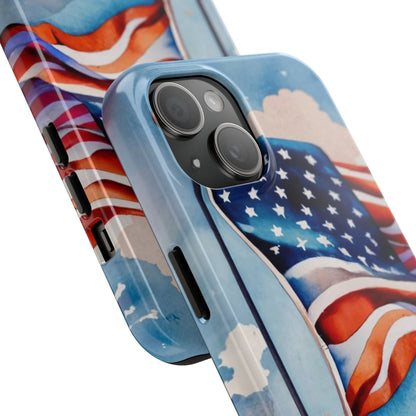 Windswept Patriot Watercolor Flag Tough Phone Case