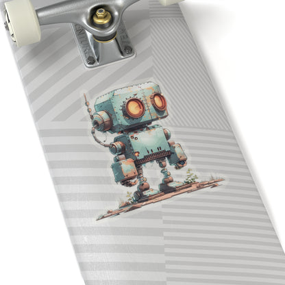 Ship Tank Rusty Teal Robot Vinyl Sticker