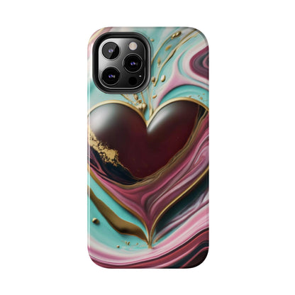 Glossy Heartburst Acrylic Pour Tough Phone Case