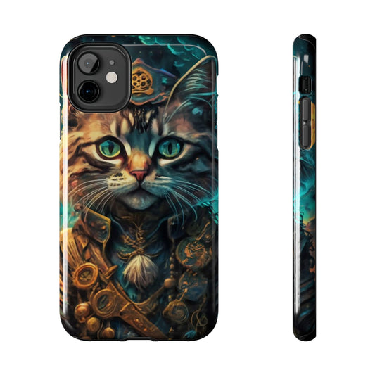 Cartoon Cat Pirate Starry Night Tough Phone Case