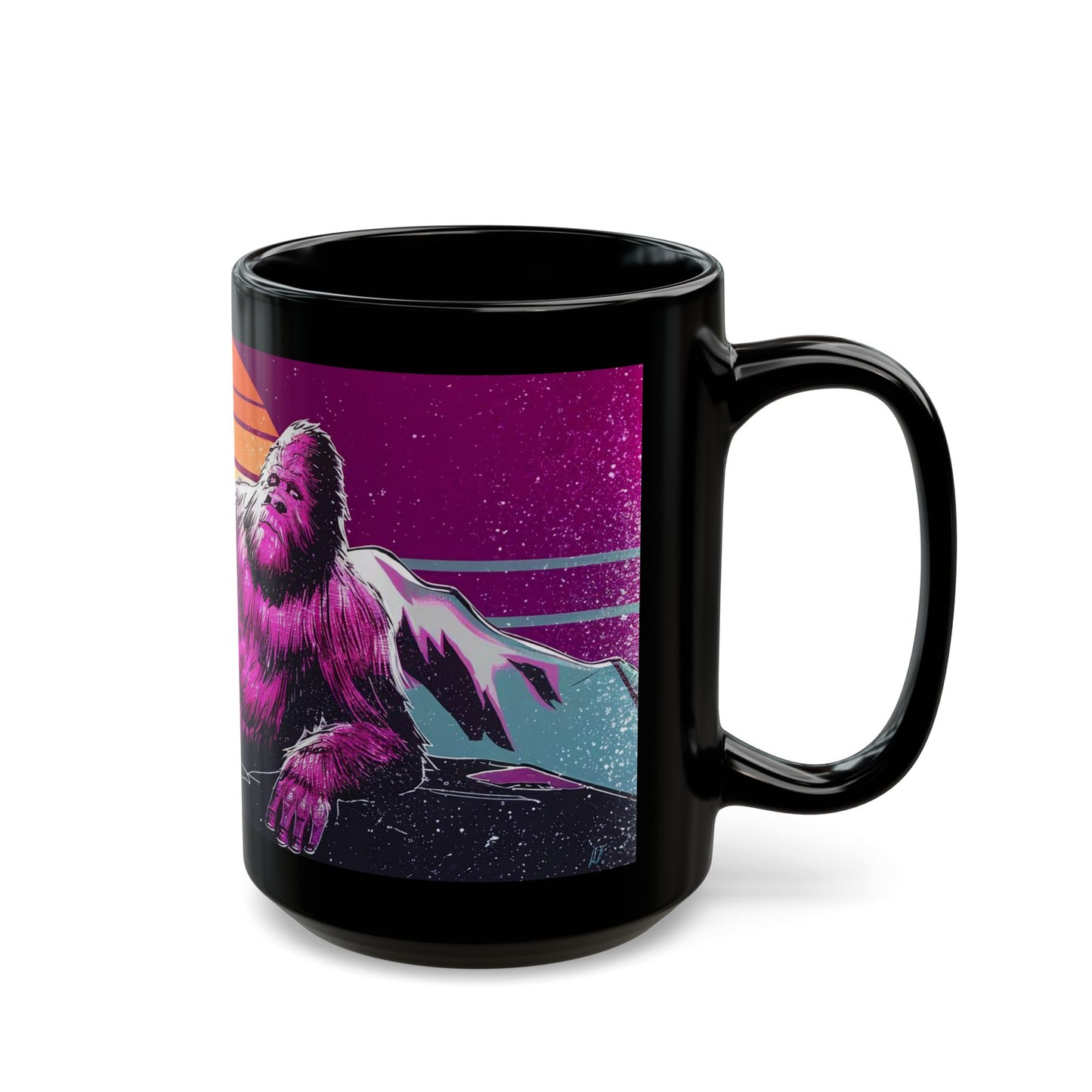 Bigfoot Sunset Dream Mug – Vaporwave-Inspired Mountaintop