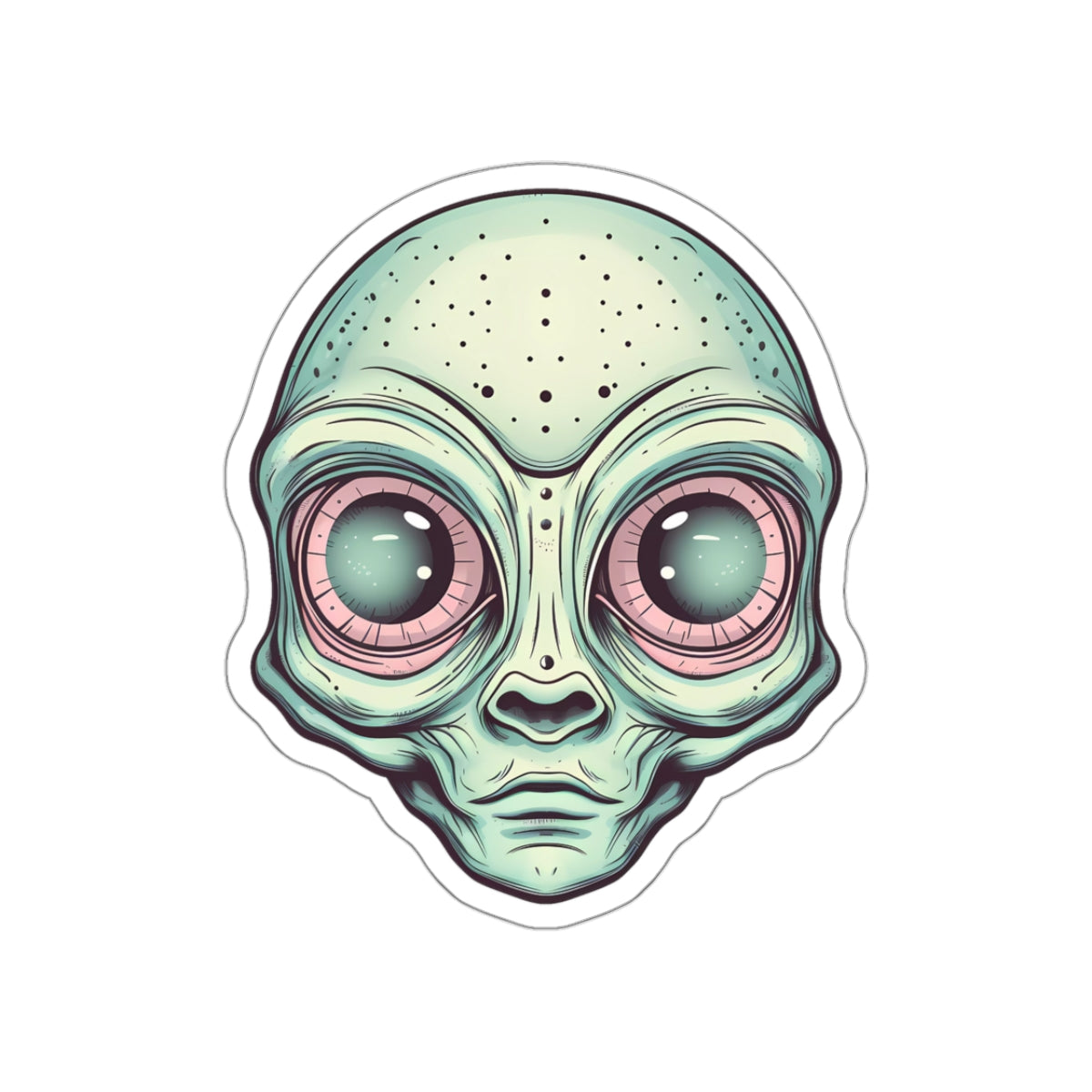 Pale Green Alien Head Vinyl Sticker