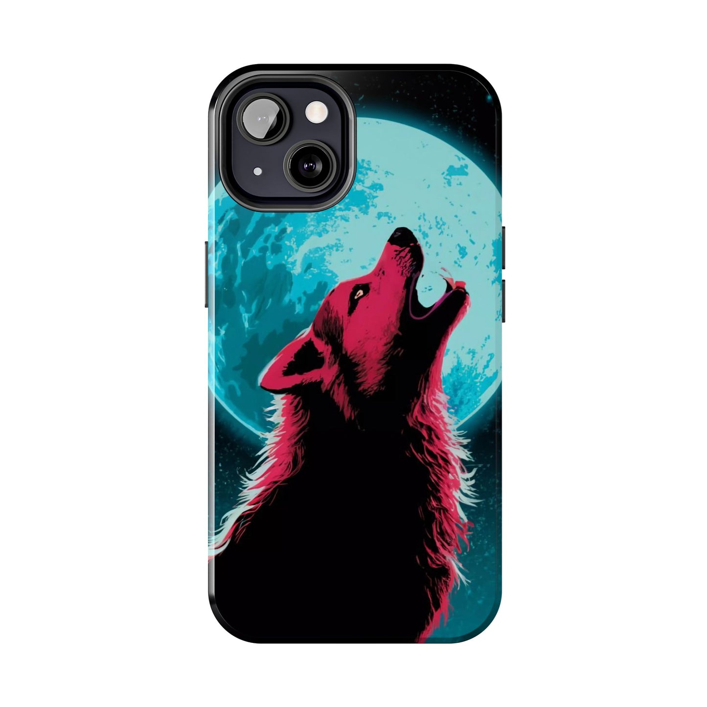 Teal Moon Wolf Serenade Tough Phone Case