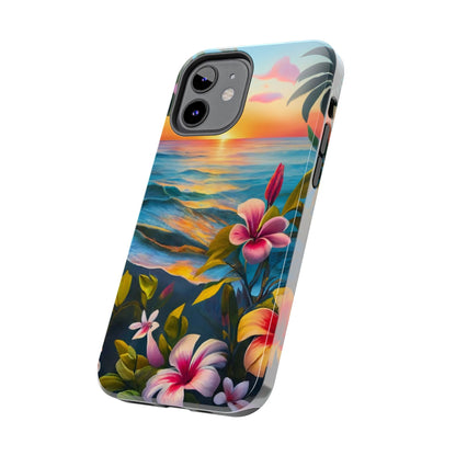 Sunset Palms and Hibiscus Tough Phone Case