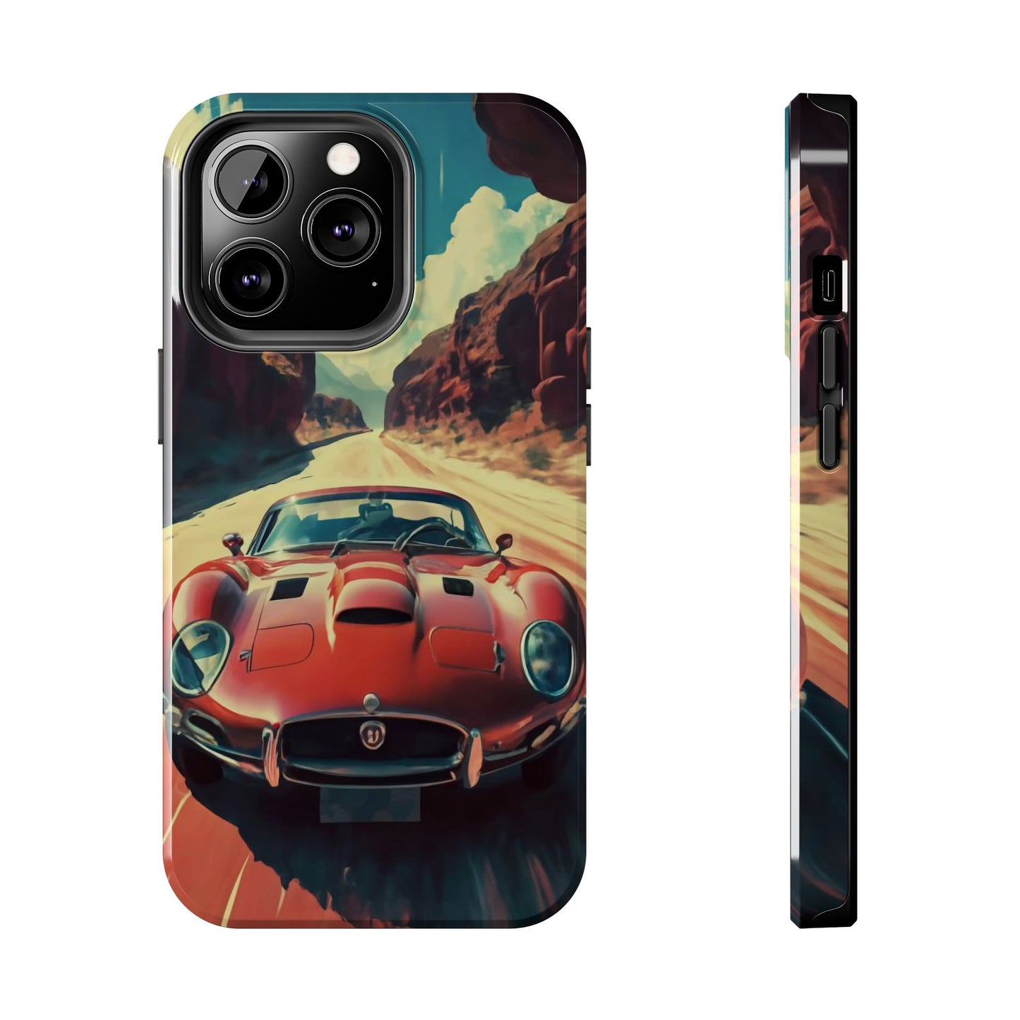 Desert Drive Red Sports Car Tough Phone Case