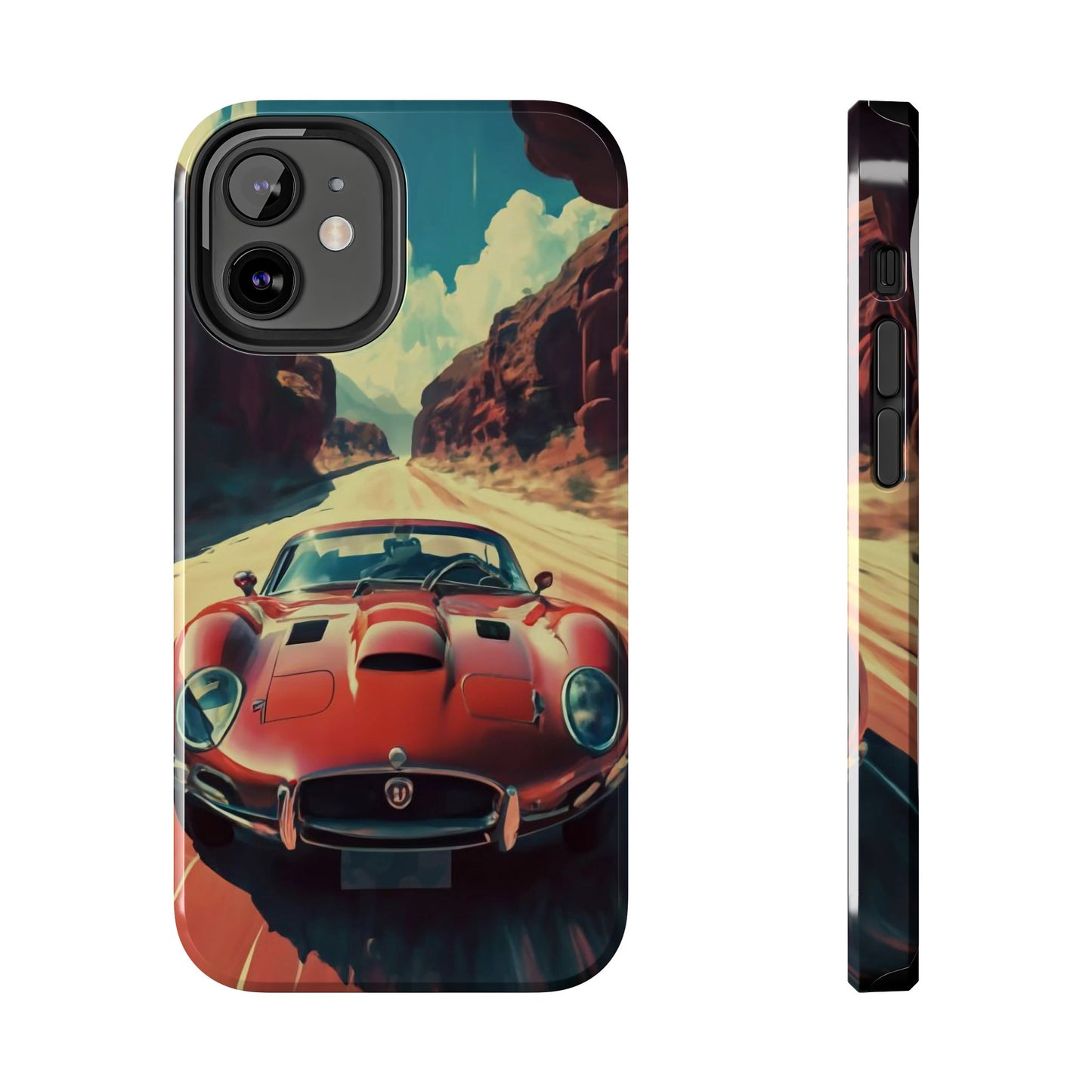 Desert Drive Red Sports Car Tough Phone Case