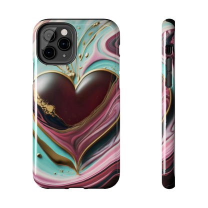 Glossy Heartburst Acrylic Pour Tough Phone Case