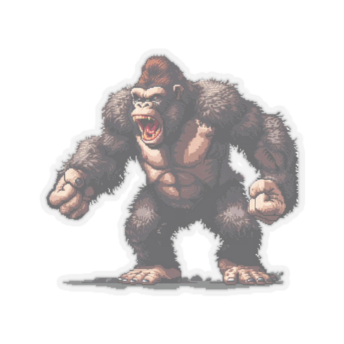 Pixelated Angry Giant Ape Arms Spread Vinyl Sticker